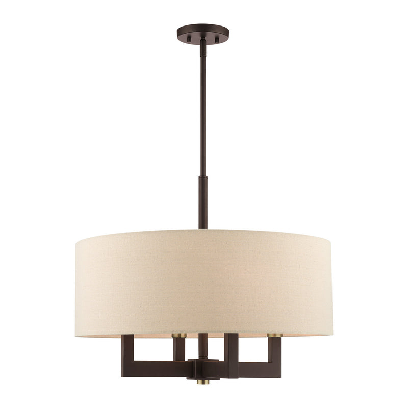 Livex Lighting 46166-07 Four Light Chandelier, Bronze with Antique Brass