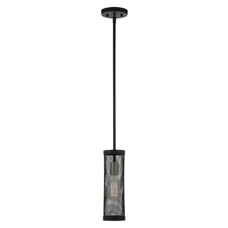 Livex Lighting 46211-04 One Light Pendant, Black w/ Brushed Nickels