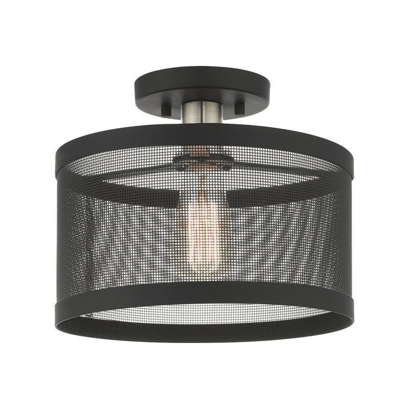 Livex Lighting 46216-04 One Light Semi Flush Mount, Black w/ Brushed Nickels