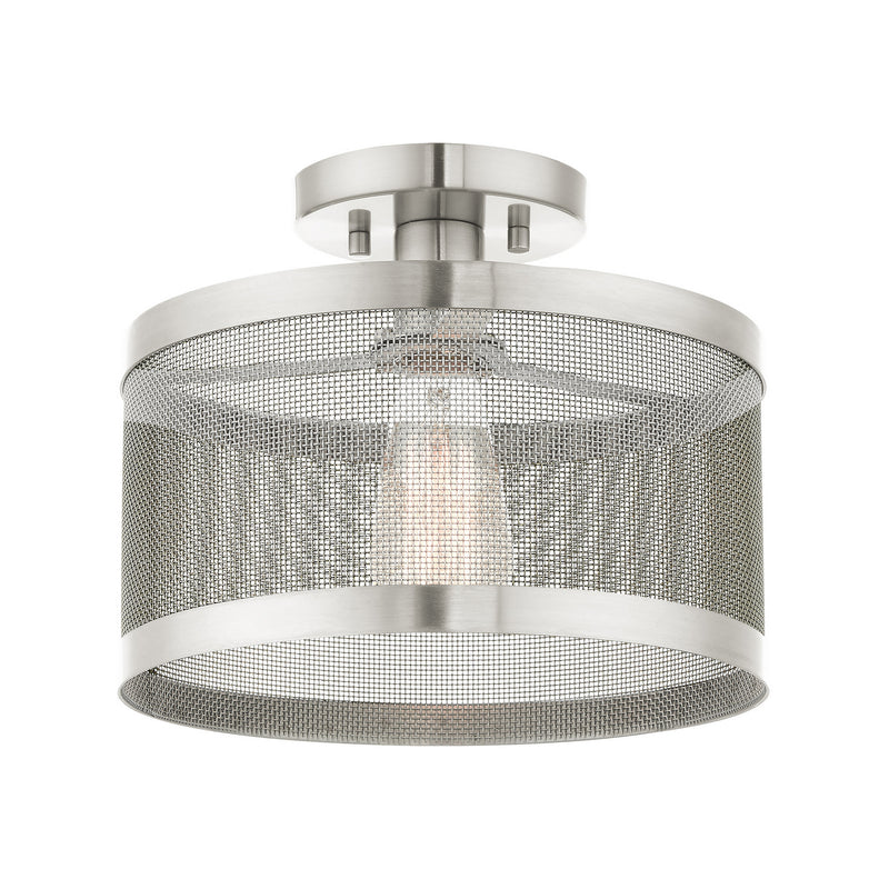 Livex Lighting 46216-91 One Light Semi Flush Mount, Brushed Nickel