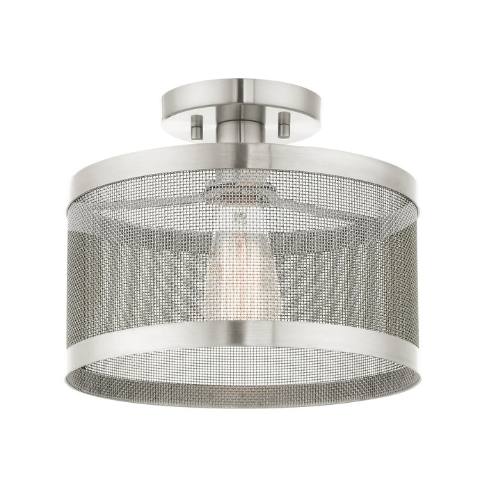 Livex Lighting 46216-91 One Light Semi Flush Mount, Brushed Nickel