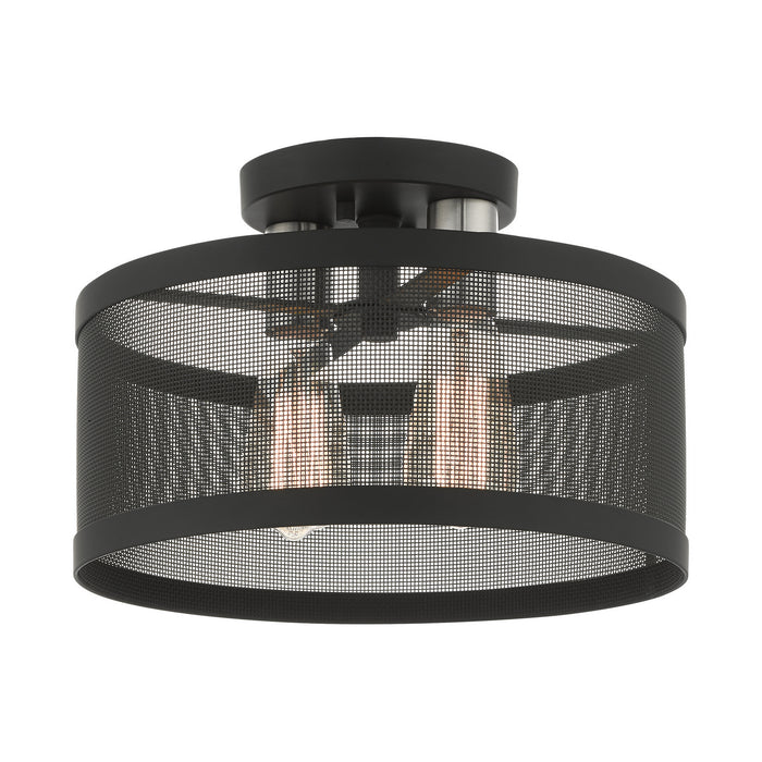 Livex Lighting 46217-04 Two Light Semi Flush Mount, Black w/ Brushed Nickels