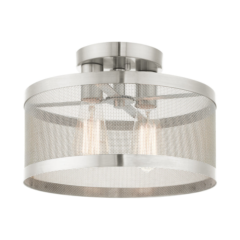 Livex Lighting 46217-91 Two Light Semi Flush Mount, Brushed Nickel