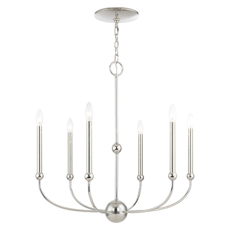Livex Lighting 46316-35 Six Light Chandelier, Polished Nickel