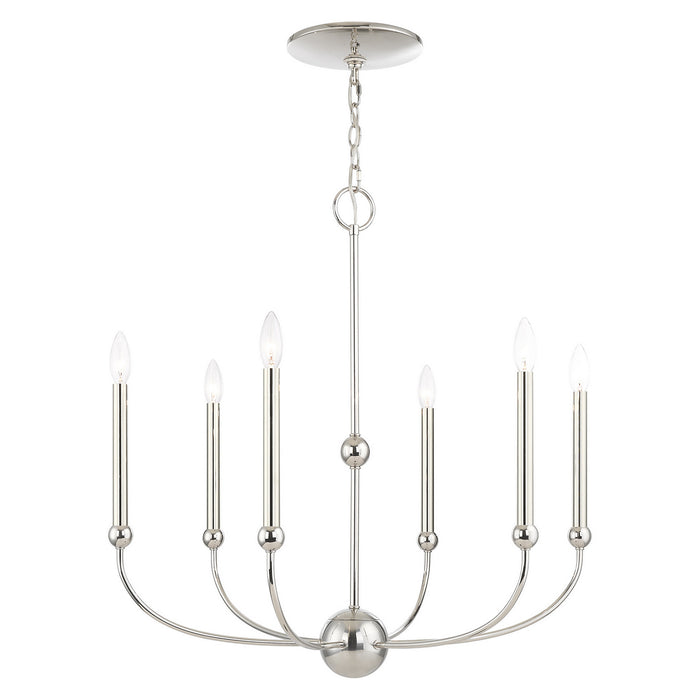 Livex Lighting 46316-35 Six Light Chandelier, Polished Nickel