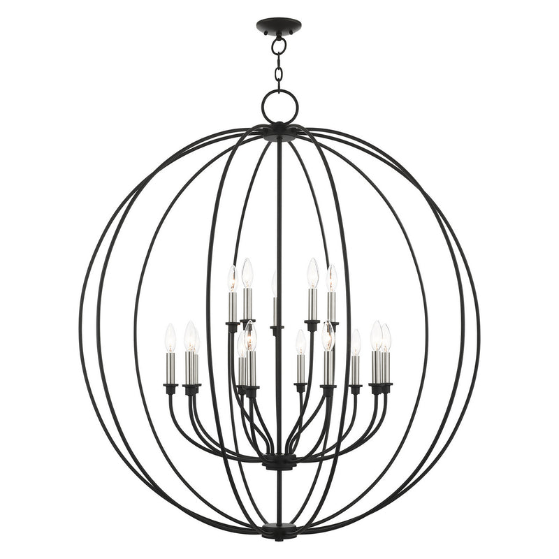 Livex Lighting 46690-04 15 Light Chandelier, Black w/ Brushed Nickels