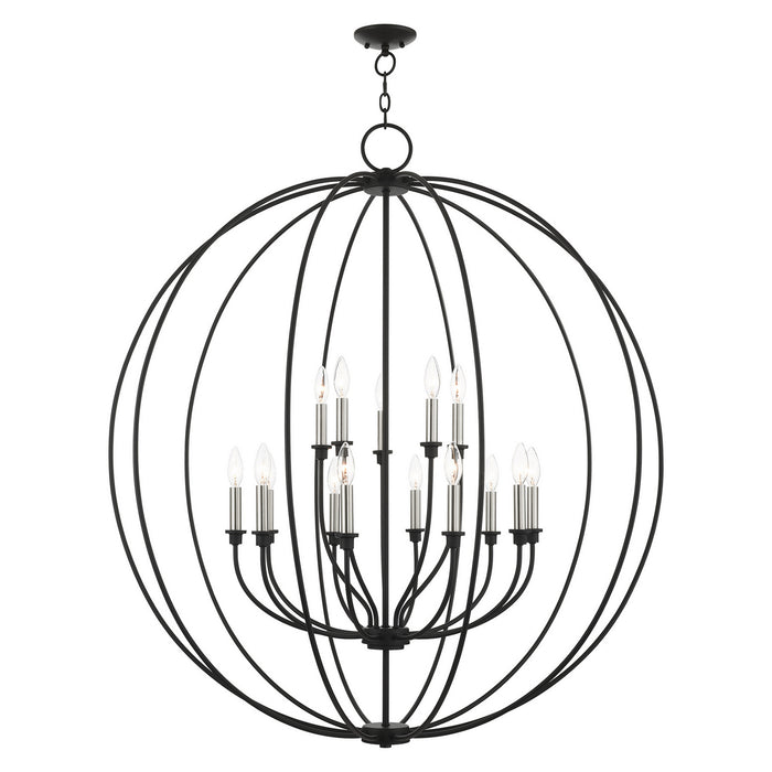 Livex Lighting 46690-04 15 Light Chandelier, Black w/ Brushed Nickels