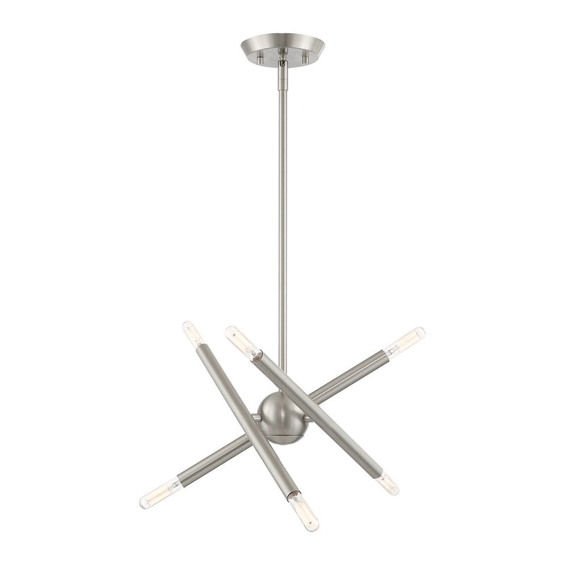Livex Lighting 46773-91 Six Light Chandelier, Brushed Nickel