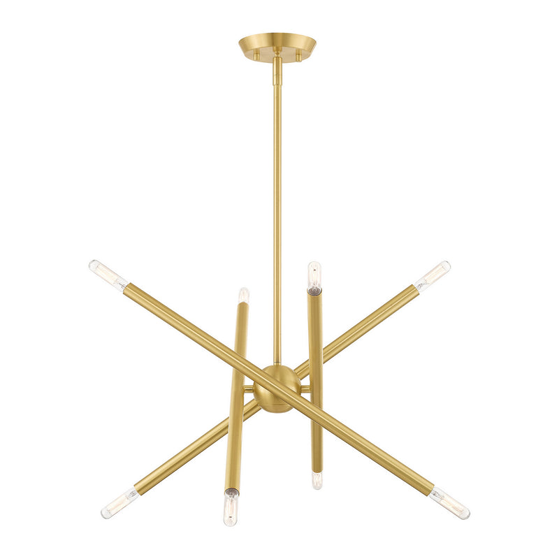 Livex Lighting 46774-12 Eight Light Chandelier, Satin Brass