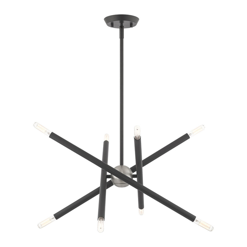 Livex Lighting 46774-76 Eight Light Chandelier, Scandinavian Gray w/ Brushed Nickels