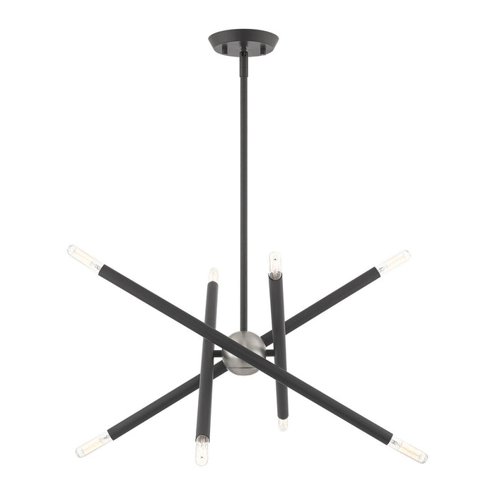 Livex Lighting 46774-76 Eight Light Chandelier, Scandinavian Gray w/ Brushed Nickels