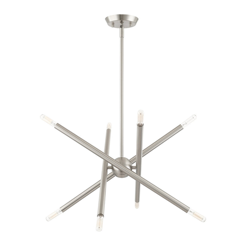 Livex Lighting 46774-91 Eight Light Chandelier, Brushed Nickel