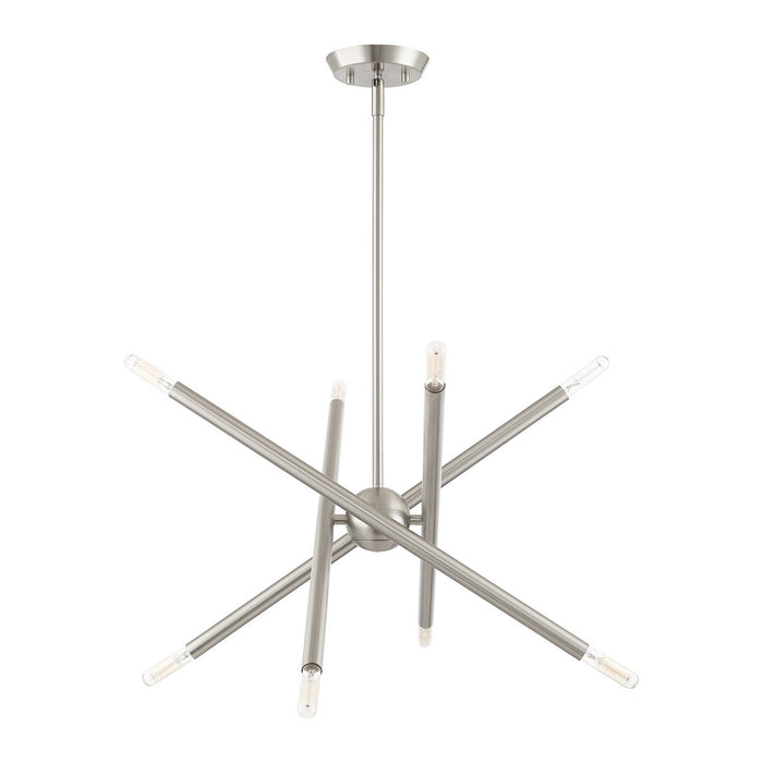 Livex Lighting 46774-91 Eight Light Chandelier, Brushed Nickel