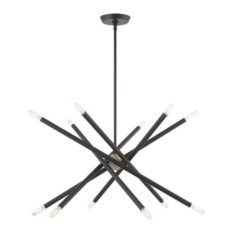 Livex Lighting 46776-76 12 Light Chandelier, Scandinavian Gray w/ Brushed Nickels