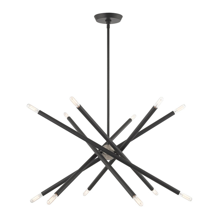 Livex Lighting 46776-76 12 Light Chandelier, Scandinavian Gray w/ Brushed Nickels