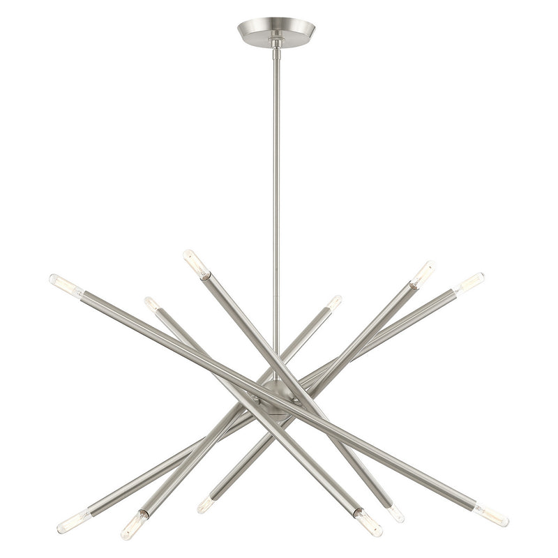 Livex Lighting 46776-91 12 Light Chandelier, Brushed Nickel