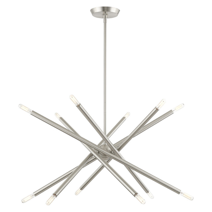 Livex Lighting 46776-91 12 Light Chandelier, Brushed Nickel