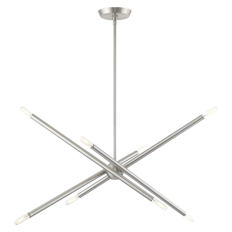 Livex Lighting 46778-91 Eight Light Chandelier, Brushed Nickel