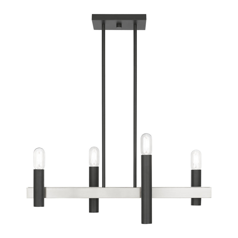 Livex Lighting 46864-76 Four Light Chandelier, Scandinavian Gray w/ Brushed Nickels