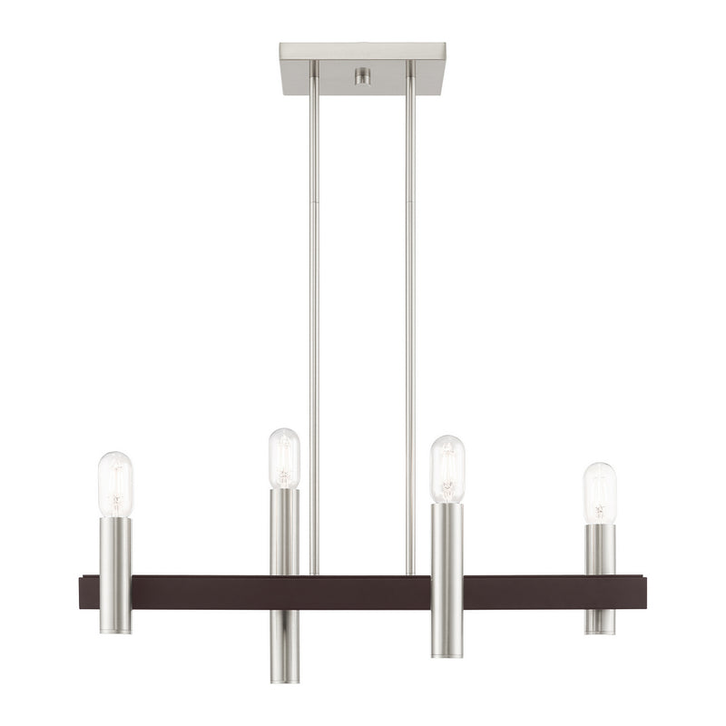 Livex Lighting 46864-91 Four Light Chandelier, Brushed Nickel w/ Bronzes