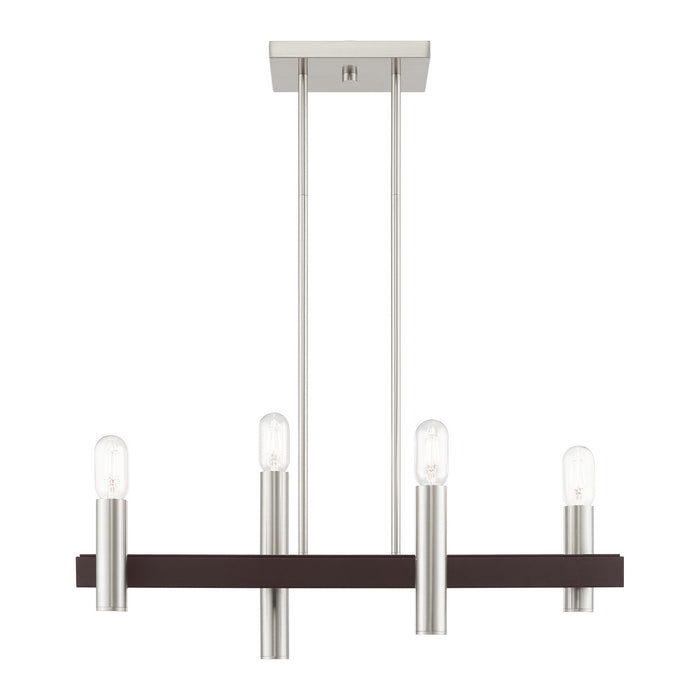 Livex Lighting 46864-91 Four Light Chandelier, Brushed Nickel w/ Bronzes