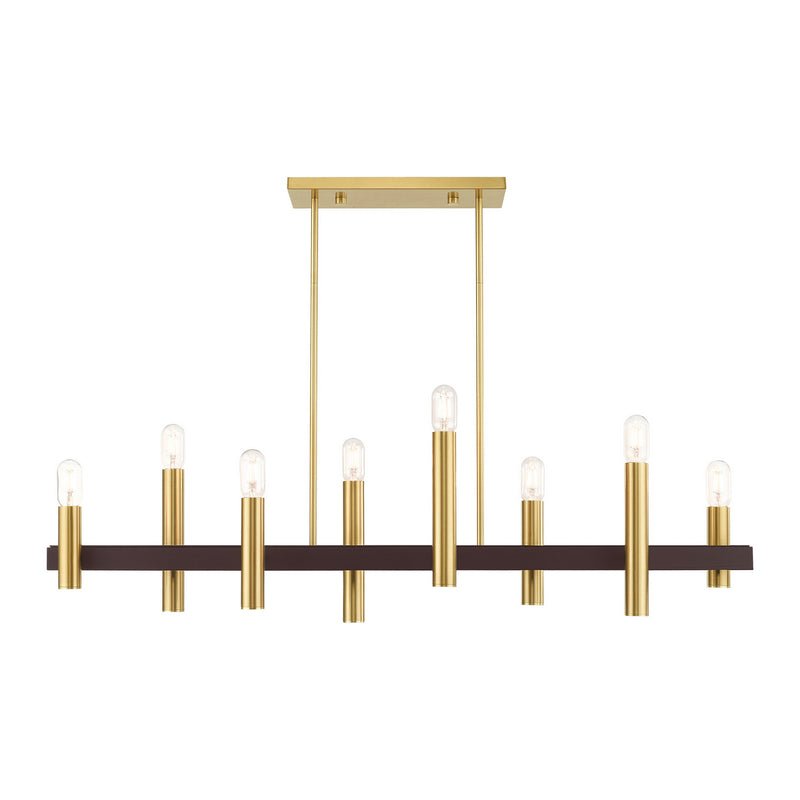 Livex Lighting 46868-12 Eight Light Chandelier, Satin Brass w/ Bronzes