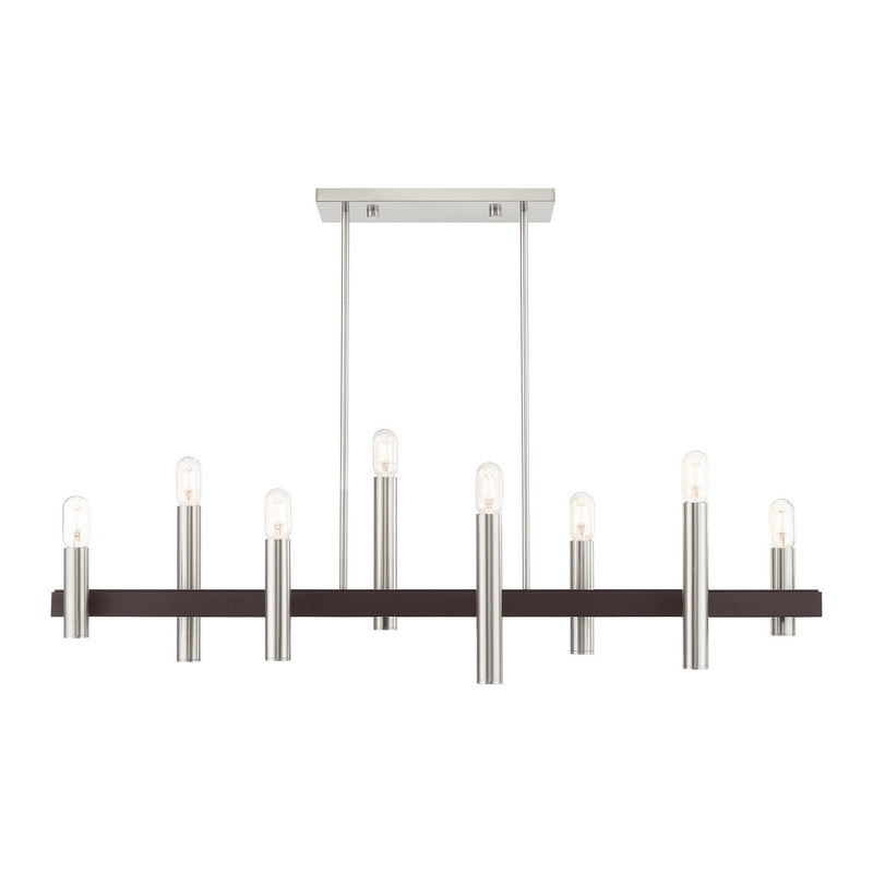 Livex Lighting 46868-91 Eight Light Chandelier, Brushed Nickel w/ Bronzes
