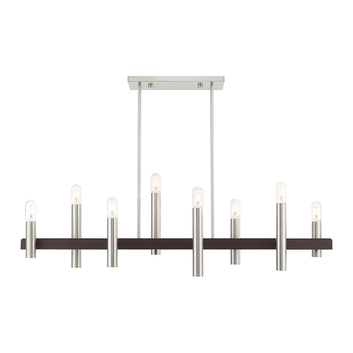 Livex Lighting 46868-91 Eight Light Chandelier, Brushed Nickel w/ Bronzes