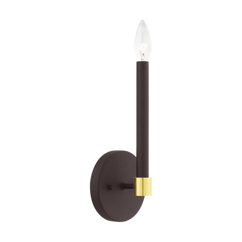 Livex Lighting 46881-07 One Light Wall Sconce, Bronze w/ Satin Brasss