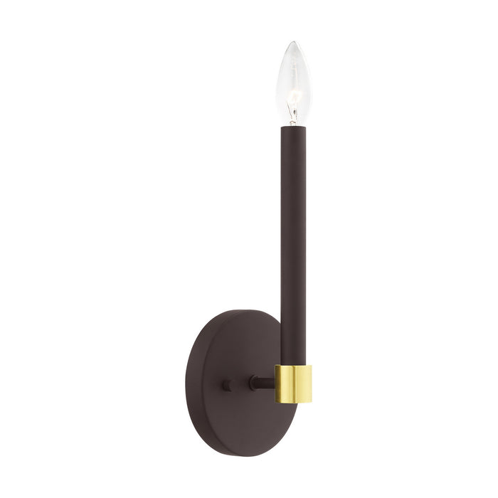 Livex Lighting 46881-07 One Light Wall Sconce, Bronze w/ Satin Brasss