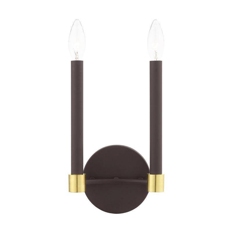 Livex Lighting 46882-07 Two Light Wall Sconce, Bronze w/ Satin Brasss