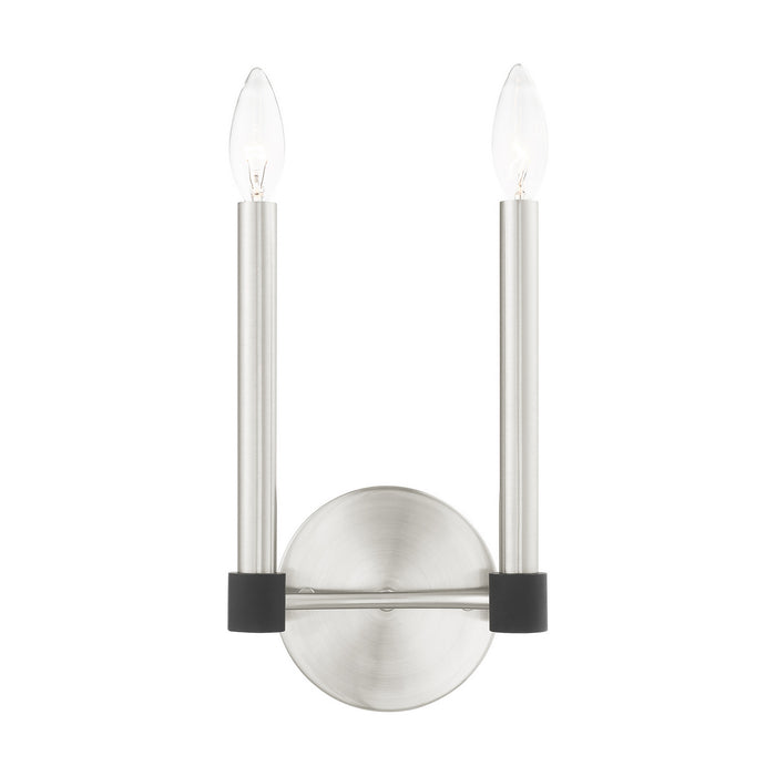 Livex Lighting 46882-91 Two Light Wall Sconce, Brushed Nickel w/ Blacks