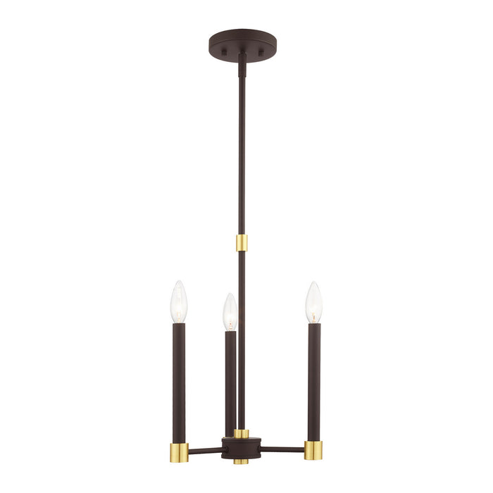 Livex Lighting 46883-07 Three Light Chandelier, Bronze w/ Satin Brasss