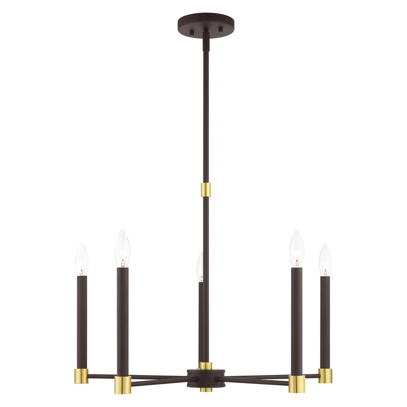 Livex Lighting 46885-07 Five Light Chandelier, Bronze w/ Satin Brasss