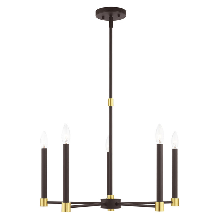 Livex Lighting 46885-07 Five Light Chandelier, Bronze w/ Satin Brasss