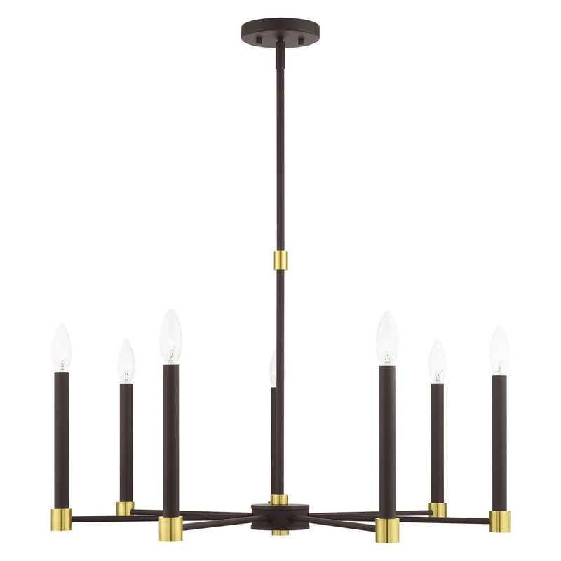 Livex Lighting 46887-07 Seven Light Chandelier, Bronze w/ Satin Brasss