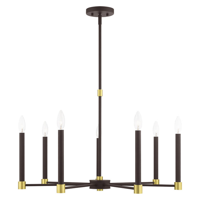 Livex Lighting 46887-07 Seven Light Chandelier, Bronze w/ Satin Brasss