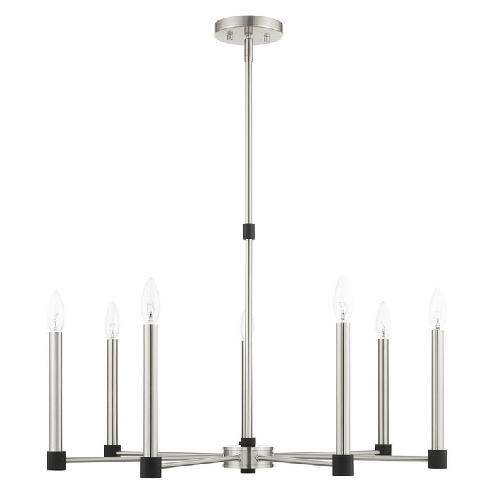 Livex Lighting 46887-91 Seven Light Chandelier, Brushed Nickel w/ Blacks
