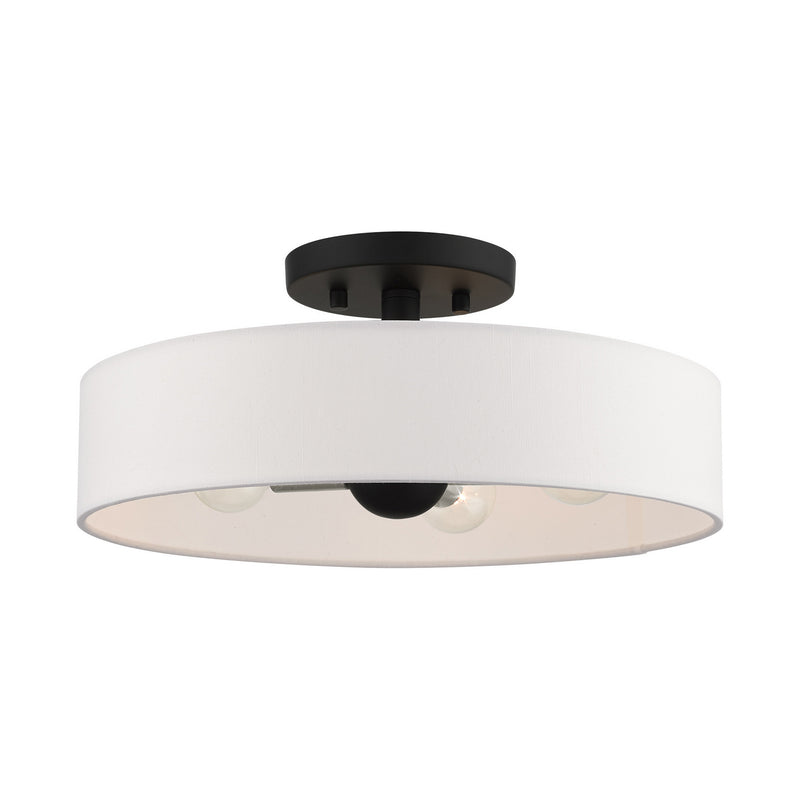 Livex Lighting 46927-04 Four Light Semi Flush Mount, Black w/ Brushed Nickels