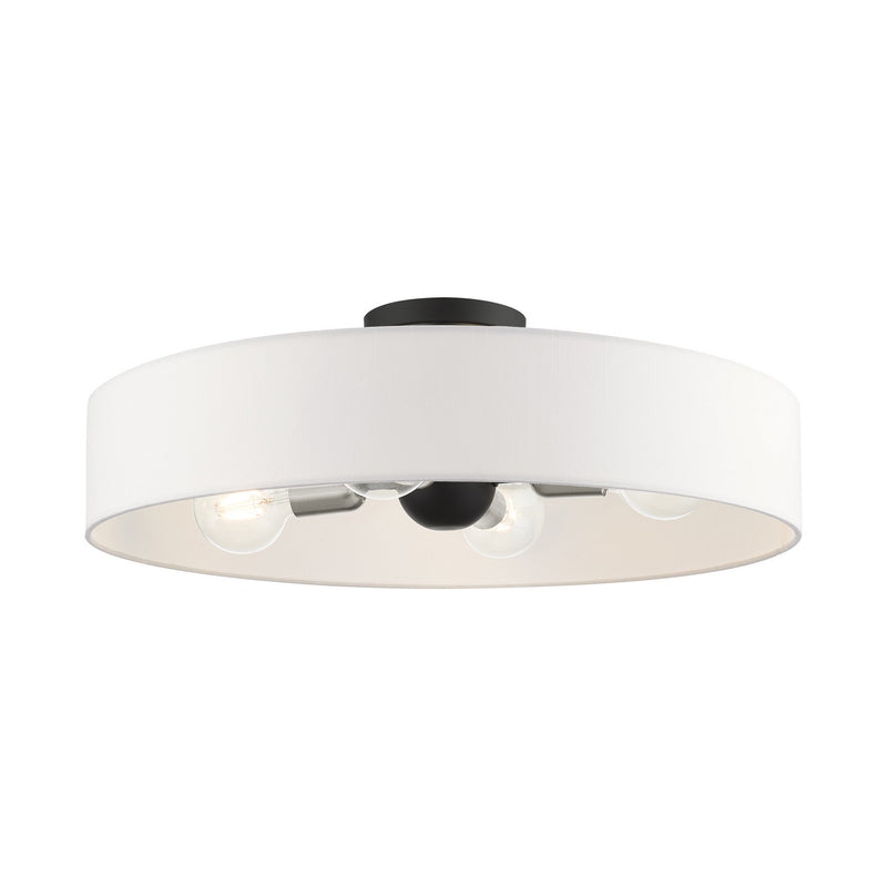 Livex Lighting 46928-04 Four Light Semi Flush Mount, Black w/ Brushed Nickels
