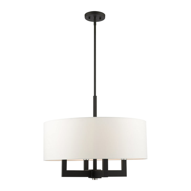 Livex Lighting 48786-04 Four Light Chandelier, Black w/ Brushed Nickels