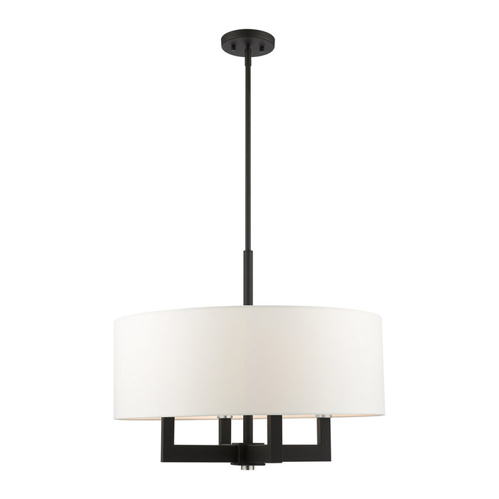 Livex Lighting 48786-04 Four Light Chandelier, Black w/ Brushed Nickels
