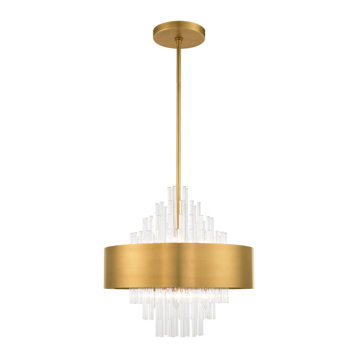 Livex Lighting 48874-08 Eight Light Chandelier, Natural Brass