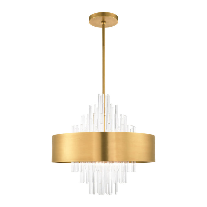 Livex Lighting 48876-08 Ten Light Chandelier, Natural Brass