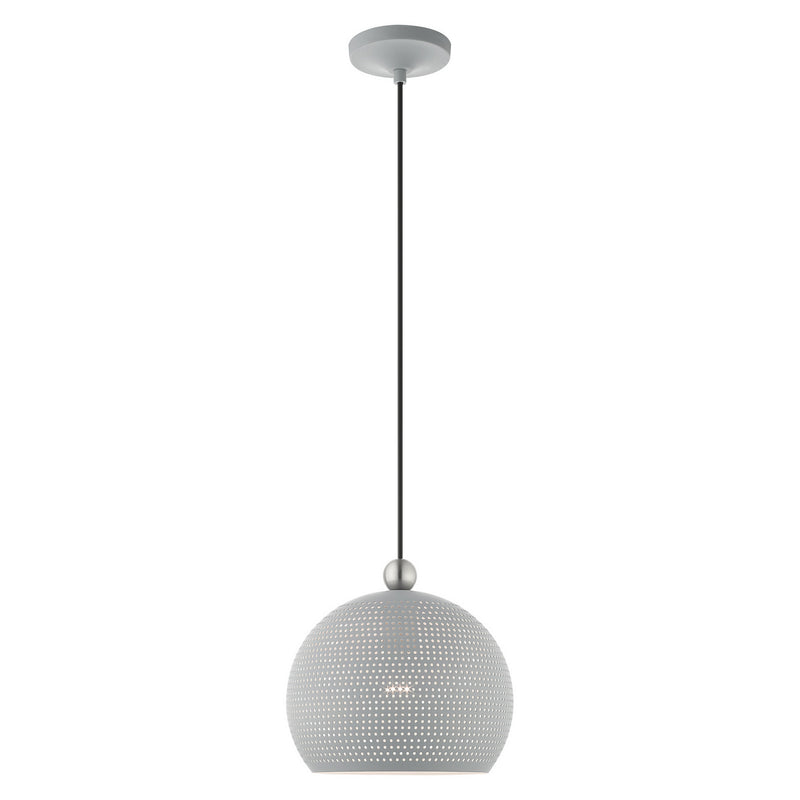 Livex Lighting 49100-80 One Light Pendant, Nordic Gray w/ Brushed Nickels