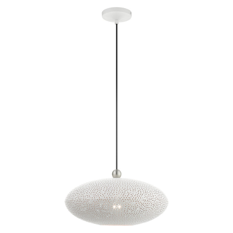 Livex Lighting 49102-03 One Light Pendant, White w/ Brushed Nickels