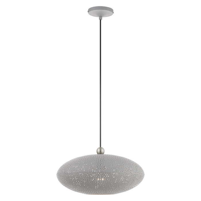 Livex Lighting 49102-80 One Light Pendant, Nordic Gray w/ Brushed Nickels