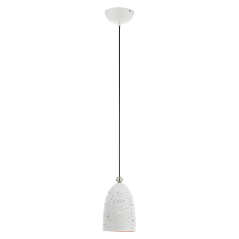 Livex Lighting 49107-03 One Light Pendant, White w/ Brushed Nickels