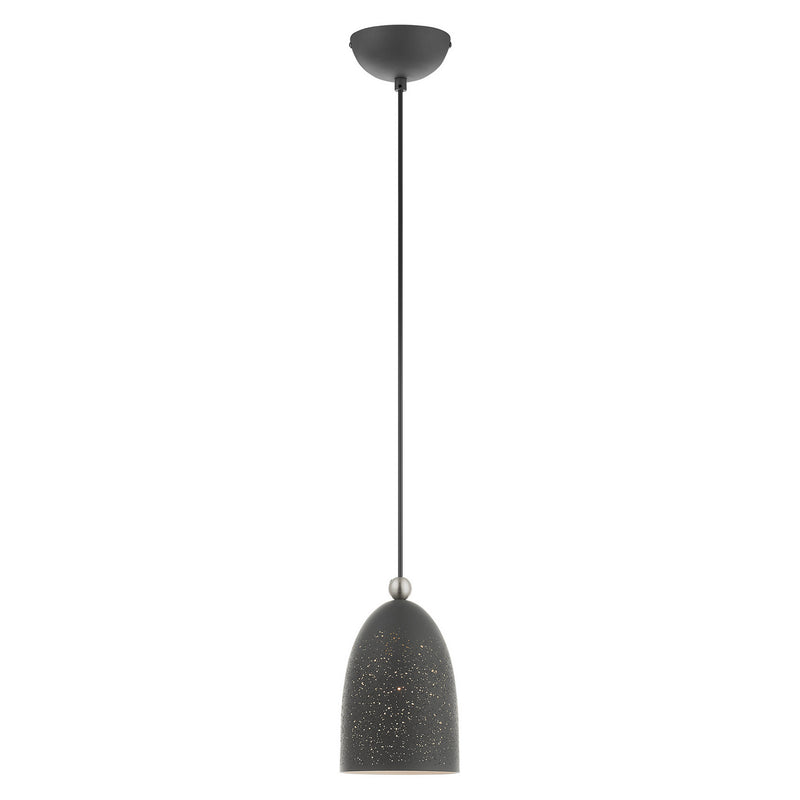Livex Lighting 49107-76 One Light Pendant, Scandinavian Gray w/ Brushed Nickels