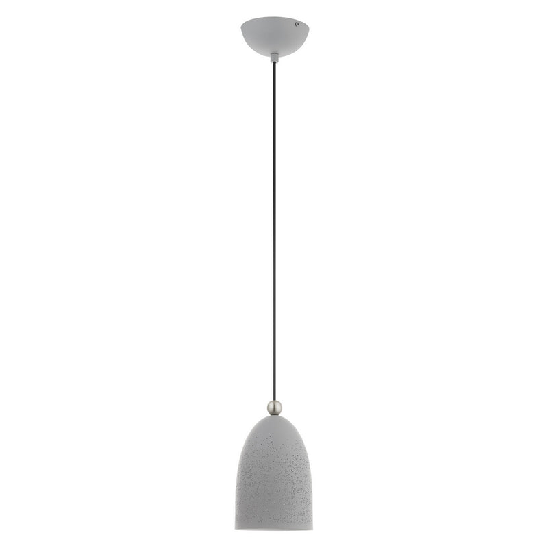 Livex Lighting 49107-80 One Light Pendant, Nordic Gray w/ Brushed Nickels